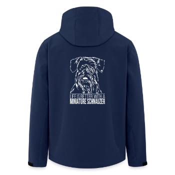 MINIATURE SCHNAUZER life is better Wilsigns Dogs - Men’s Recycled Softshell Jacket by Stanley/Stella - navy - Back - AI Model Male 185 light (185cm)