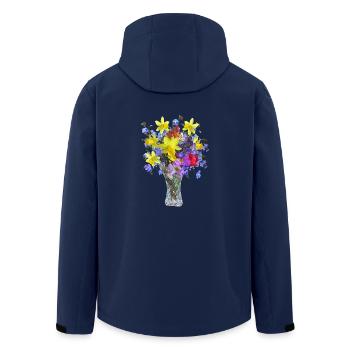 flowers lilies tulips orchids sunflower dahlia ger - Men’s Recycled Softshell Jacket by Stanley/Stella - navy - Back - AI Model Male 185 light (185cm)