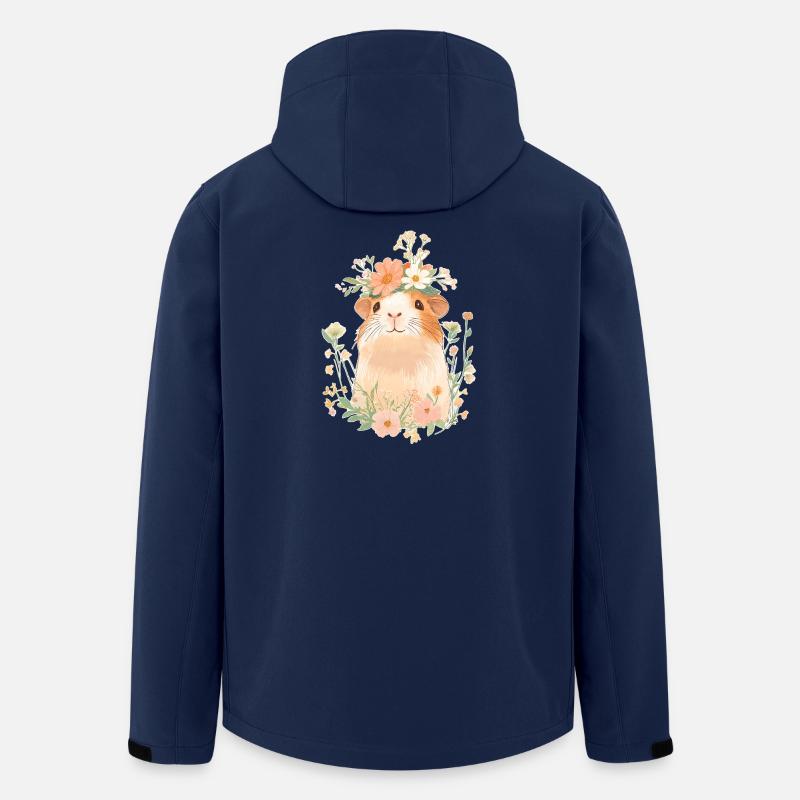 Cochon d’Inde avec des fleurs - Veste softshell homme en polyester recyclé Stanley/Stella - marine