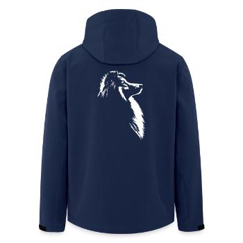 Chien de berger Shetland Silhouette Chien Sheltie Wilsigns - Veste softshell homme en polyester recyclé Stanley/Stella - marine - Dos - AI Model Male 185 light (185cm)