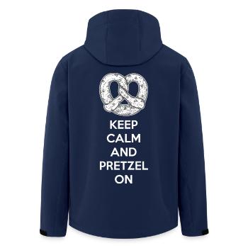 Pretzel Saying Keep Calm Pretzels Bakery Baker - Men’s Recycled Softshell Jacket by Stanley/Stella - navy - Back - AI Model Male 185 light (185cm)