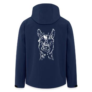 Funny Llama Portrait with Crown Animals Wilsigns - Men’s Recycled Softshell Jacket by Stanley/Stella - navy - Back - AI Model Male 185 light (185cm)