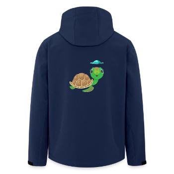Alien, UFO und Schildkröte: Abenteuerliche - Recycelte Männer Softshell-Jacke von Stanley/Stella - Navy - Hinten - AI Model Male 185 light (185cm)