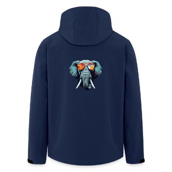 Elefant Mit Sonnenbrille - Sommer, Palmen, Afrika - Recycelte Männer Softshell-Jacke von Stanley/Stella - Navy - Hinten - AI Model Male 185 light (185cm)