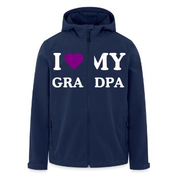 I love my grandpa purple Alzheimer's awareness - Men’s Recycled Softshell Jacket by Stanley/Stella - navy - Front - AI Model Male 185 light (185cm)