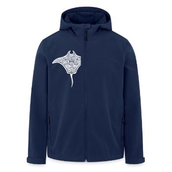 Hypnotisierende Rochen-Line-Art - Recycelte Männer Softshell-Jacke von Stanley/Stella - Navy - Vorne - AI Model Male 185 light (185cm)