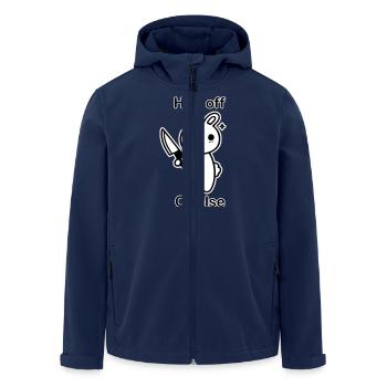 Cute bunny with knife - Hop Off, or else design - Men’s Recycled Softshell Jacket by Stanley/Stella - navy - Front - AI Model Male 185 light (185cm)