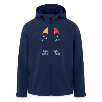 LA VIE SOUS LA PLUIE EST BELLE - Veste softshell homme en polyester recyclé Stanley/Stella - marine - Devant - AI Model Male 185 light (185cm)