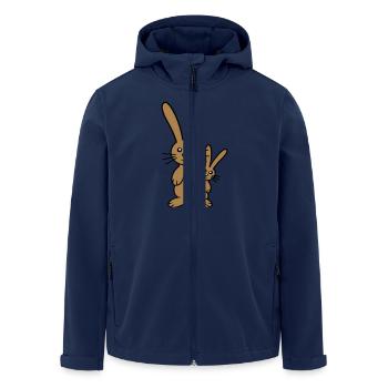2 lapins enfant caché père deux bambin maman - Veste softshell homme en polyester recyclé Stanley/Stella - marine - Devant - AI Model Male 185 light (185cm)