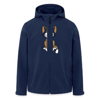 Dog Sitting Cute Little Happy Puppy Pet - Men’s Recycled Softshell Jacket by Stanley/Stella - navy - Front - AI Model Male 185 light (185cm)