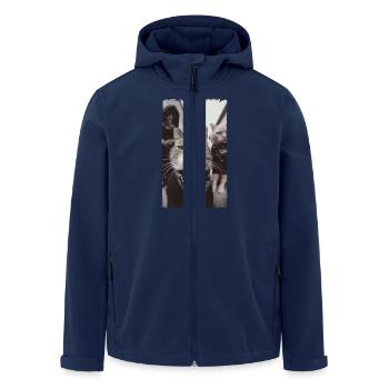 Gangster Katzen Streetwear Cooles Katzenmotiv - Recycelte Männer Softshell-Jacke von Stanley/Stella - Navy - Vorne - AI Model Male 185 light (185cm)