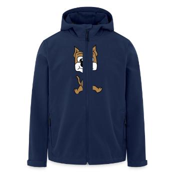 Dog Sitting Cute Little Happy Puppy Pet - Men’s Recycled Softshell Jacket by Stanley/Stella - navy - Front - AI Model Male 185 light (185cm)