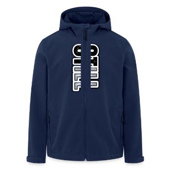 STILL ILL – lettrage vertical brut dans le style de la rue - Veste softshell homme en polyester recyclé Stanley/Stella - marine - Devant - AI Model Male 185 light (185cm)
