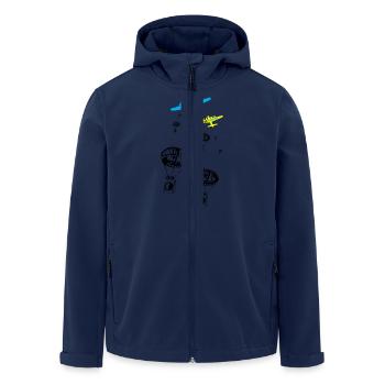 Drop beats not bombs - Men’s Recycled Softshell Jacket by Stanley/Stella - navy - Front - AI Model Male 185 light (185cm)