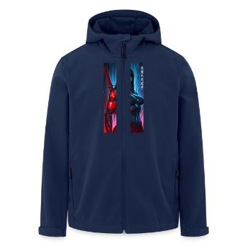 Sci-Fi 3D Cyberpunk Samouraï Guerrier avec Katana - Veste softshell homme en polyester recyclé Stanley/Stella - marine - Devant - AI Model Male 185 light (185cm)