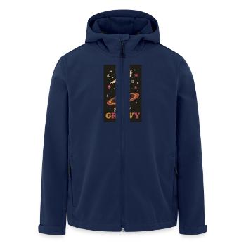 Groovy Galaxy – Tanz auf Saturn - Recycelte Männer Softshell-Jacke von Stanley/Stella - Navy - Vorne - AI Model Male 185 light (185cm)