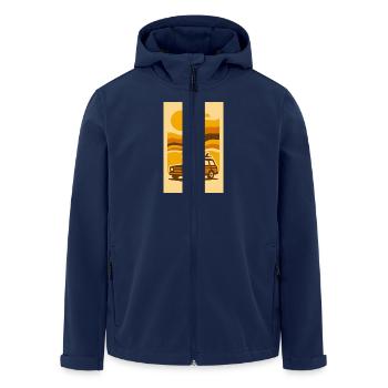 Sunset Ride – 70s Surf Wagon Edition - Recycelte Männer Softshell-Jacke von Stanley/Stella - Navy - Vorne - AI Model Male 185 light (185cm)