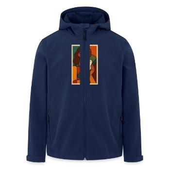 Peaceful Soul – Cubism meets retro art - Men’s Recycled Softshell Jacket by Stanley/Stella - navy - Front - AI Model Male 185 light (185cm)