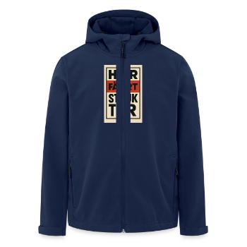 Hier fährt Struktur 1930er Plakat - Recycelte Männer Softshell-Jacke von Stanley/Stella - Navy - Vorne - AI Model Male 185 light (185cm)