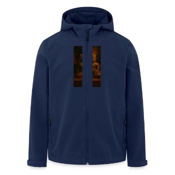 Buddha Cat - Men’s Recycled Softshell Jacket by Stanley/Stella - navy - Front - AI Model Male 185 light (185cm)