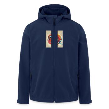 Colour explosion of shapes - Men’s Recycled Softshell Jacket by Stanley/Stella - navy - Front - AI Model Male 185 light (185cm)