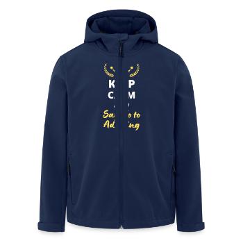 "Keep Calm and Say No to Adulting" - Fun and rebellious. - Men’s Recycled Softshell Jacket by Stanley/Stella - navy - Front - AI Model Male 185 light (185cm)