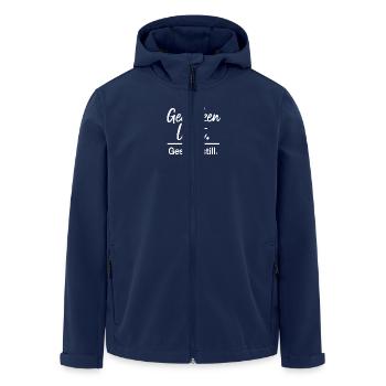 Gedanken laut Gesicht still - Spruch Nachdenklich - Recycelte Männer Softshell-Jacke von Stanley/Stella - Navy - Vorne - AI Model Male 185 light (185cm)