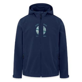 Nordseetherapie - Watt hilft immer - Recycelte Männer Softshell-Jacke von Stanley/Stella - Navy - Vorne - AI Model Male 185 light (185cm)