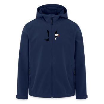 Puffins flying - Men’s Recycled Softshell Jacket by Stanley/Stella - navy - Front - AI Model Male 185 light (185cm)