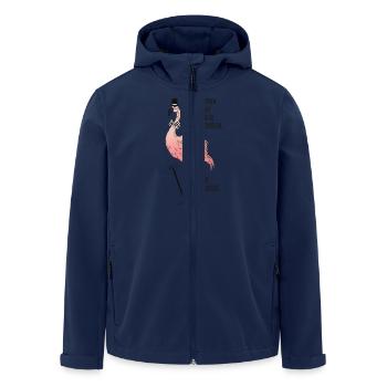 Flamingo als Zyniker mit Spruch - Recycelte Männer Softshell-Jacke von Stanley/Stella - Navy - Vorne - AI Model Male 185 light (185cm)
