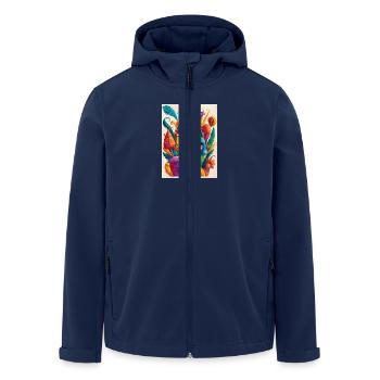“Zauberhafte Welt der bunten Wunder” - Recycelte Männer Softshell-Jacke von Stanley/Stella - Navy - Vorne - AI Model Male 185 light (185cm)