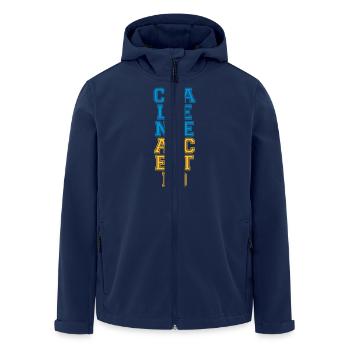 Cool Challenge Accepted Design - Men’s Recycled Softshell Jacket by Stanley/Stella - navy - Front - AI Model Male 185 light (185cm)