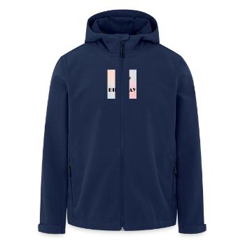 HAPPY BIRTHDAY,HAPPY BIRTHDAY,BIRTHDAY,BIRTHDAY - Men’s Recycled Softshell Jacket by Stanley/Stella - navy - Front - AI Model Male 185 light (185cm)