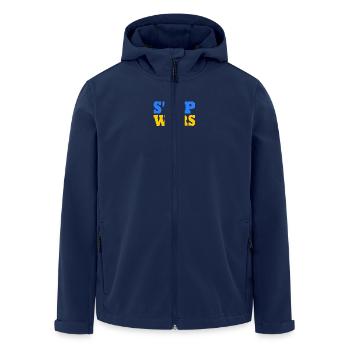 Stop war - Men’s Recycled Softshell Jacket by Stanley/Stella - navy - Front - AI Model Male 185 light (185cm)