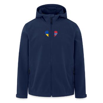 Ukraine Norwegen Flagge Herz - Recycelte Männer Softshell-Jacke von Stanley/Stella - Navy - Vorne - AI Model Male 185 light (185cm)
