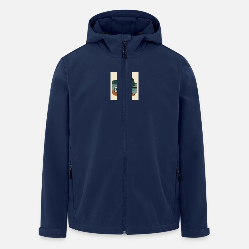 Camping Camping-car Lac - Veste softshell homme en polyester recyclé Stanley/Stella - marine
