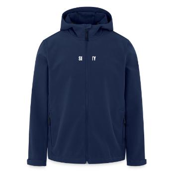 Security - Men’s Recycled Softshell Jacket by Stanley/Stella - navy - Front - AI Model Male 185 light (185cm)