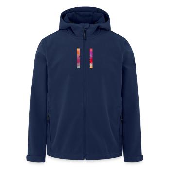 JUST MARRIED,VIVE LES MARIES,EVJF,SAINT VALENTIN - Veste softshell homme en polyester recyclé Stanley/Stella - marine - Devant - AI Model Male 185 light (185cm)
