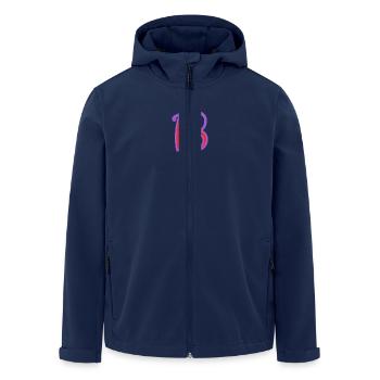 18. 18 ANS. 18e ANNIVERSAIRE. ANNIVERSAIRE 18 ANS. - Veste softshell homme en polyester recyclé Stanley/Stella - marine - Devant - AI Model Male 185 light (185cm)