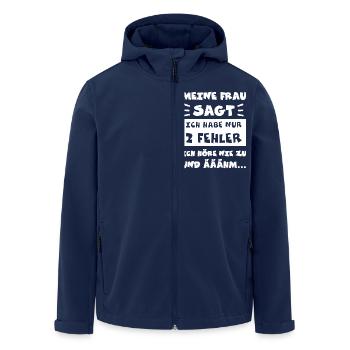Meine Frau sagt, ich habe nur zwei Fehler... - Recycelte Männer Softshell-Jacke von Stanley/Stella - Navy - Vorne - AI Model Male 185 light (185cm)