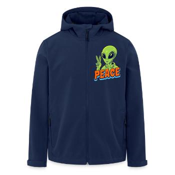 Funny green Alien with Peace sign Space - Recycelte Männer Softshell-Jacke von Stanley/Stella - Navy - Vorne - AI Model Male 185 light (185cm)
