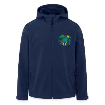 Planet Earth - The nature of the Earth in our hands - Men’s Recycled Softshell Jacket by Stanley/Stella - navy - Front - AI Model Male 185 light (185cm)