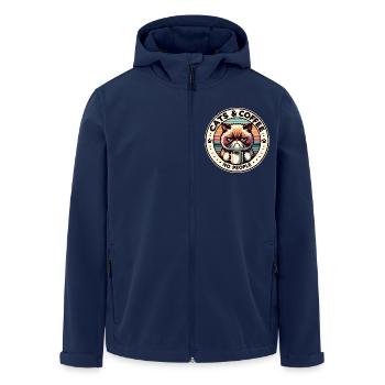 Cat and coffee not people - Men’s Recycled Softshell Jacket by Stanley/Stella - navy - Front - AI Model Male 185 light (185cm)