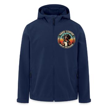 Just need coffee and my dachshund - Men’s Recycled Softshell Jacket by Stanley/Stella - navy - Front - AI Model Male 185 light (185cm)