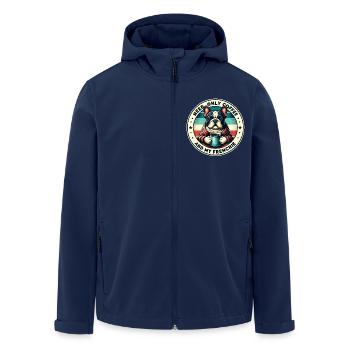 Brauche nur Kaffee und meinen Frenchie - Recycelte Männer Softshell-Jacke von Stanley/Stella - Navy - Vorne - AI Model Male 185 light (185cm)