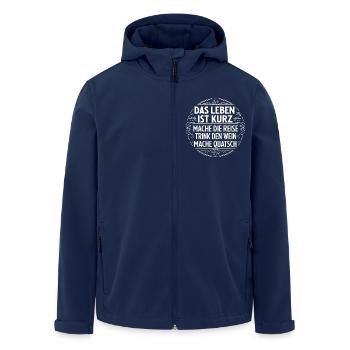 Das Leben ist eine kurze Reise - nutze die Zeit - Recycelte Männer Softshell-Jacke von Stanley/Stella - Navy - Vorne - AI Model Male 185 light (185cm)