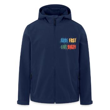 RIDE FAST LIVE DIRTY – MOUNTAINBIKE - MOTOCROSS - Recycelte Männer Softshell-Jacke von Stanley/Stella - Navy - Vorne - AI Model Male 185 light (185cm)