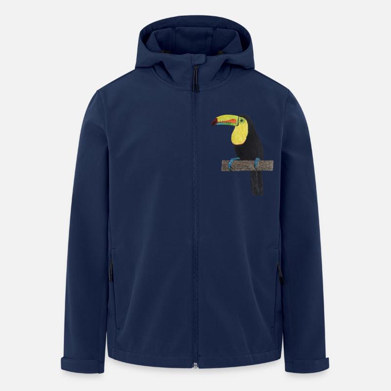 Forêt tropicale de Toucan Jungle - Veste softshell homme en polyester recyclé Stanley/Stella - marine