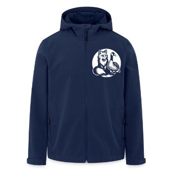 Fuchs und Gans in Freundschaft Liebe und Frieden - Recycelte Männer Softshell-Jacke von Stanley/Stella - Navy - Vorne - AI Model Male 185 light (185cm)