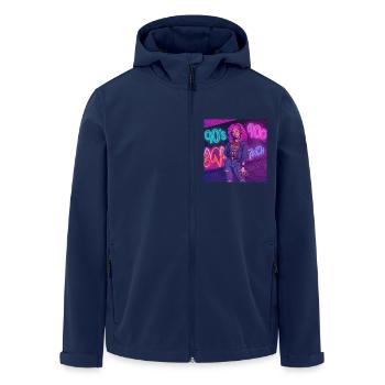 90er-Jahre-Vibes mit Walkman - Recycelte Männer Softshell-Jacke von Stanley/Stella - Navy - Vorne - AI Model Male 185 light (185cm)